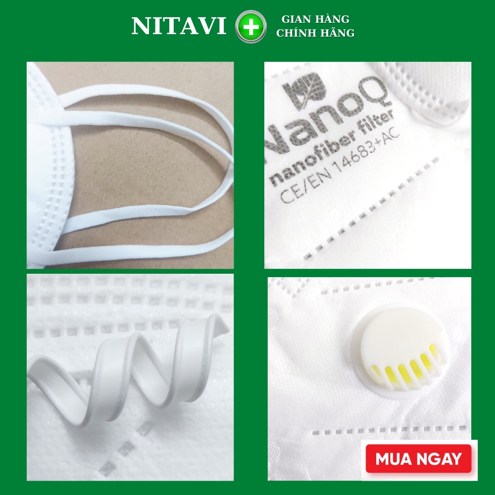Khẩu trang y tế n95 NanoQ 5 lớp kháng khuẩn chính hãng có van thở Nano tinh dầu kháng khuẩn ngay trên bề mặt