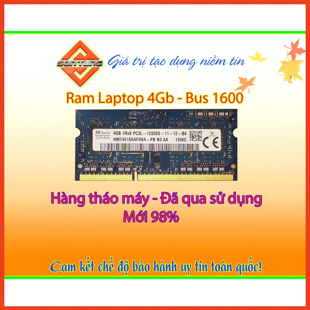 [Mã 159ELSALE hoàn 7% đơn 300K] [NEW]Ram laptop 4Gb bus 1600 PC3 - PC3L hàng tháo máy