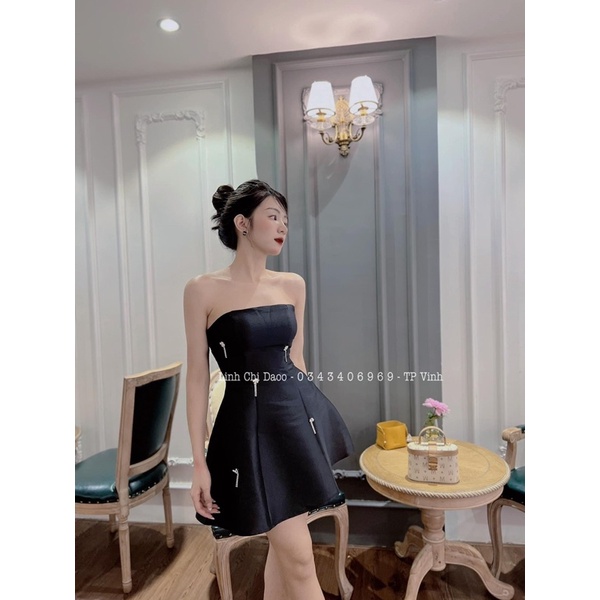 ĐẦM ĐEN ỐNG CÚP NGỰC ĐÍNH ĐÁ