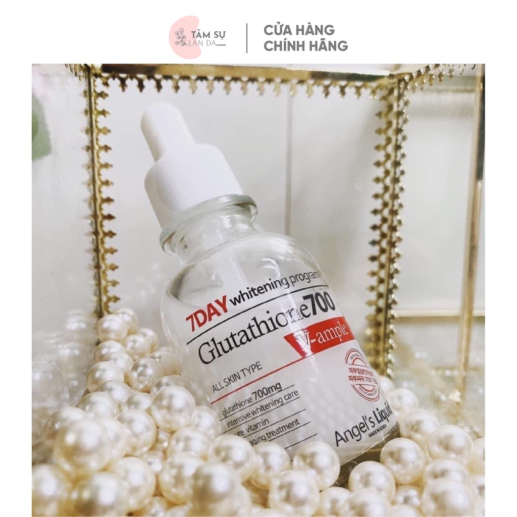 Serum dưỡng trắng làm đều màu da Angel Liquid 7 Day Whitening Program Glutathione 700 V-Ample 30ml