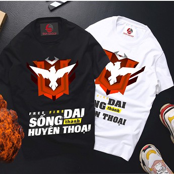 Áo Free Fire  cổ tròn màu đen Rank Huyền Thoại Cực Chất