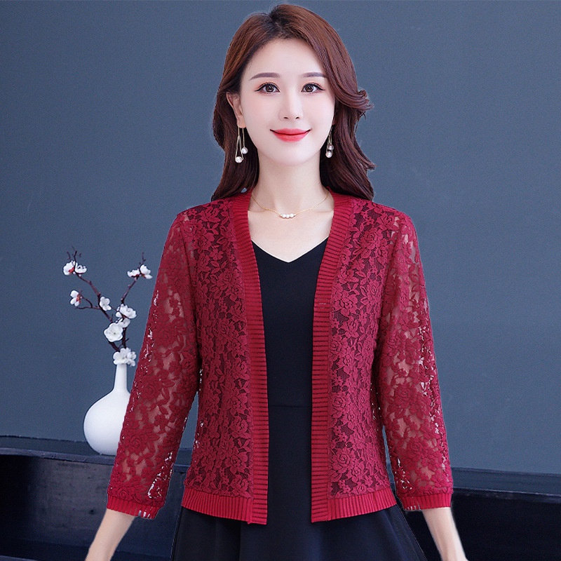 Áo khoác ren nữ tay dài co giãn dễ dàng phối nhiều mẫu áo váy đầm sang trọng trẻ trung