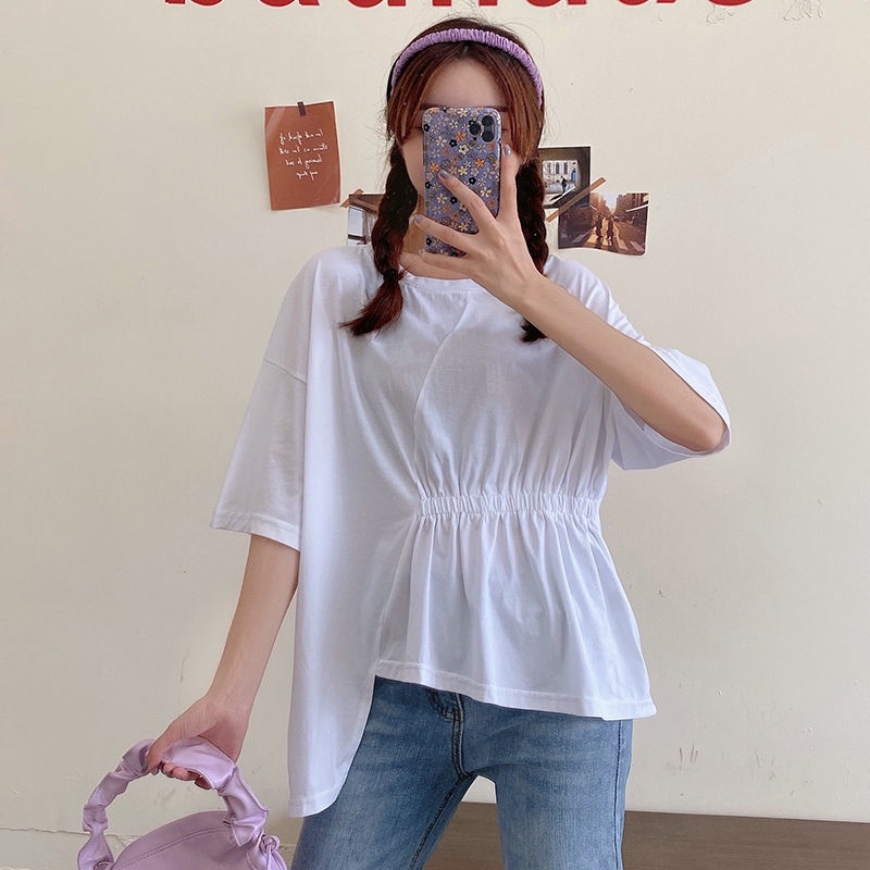 Áo Thun Ngắn Tay Màu Trơn Thời Trang Xuân Hè Trẻ Trung