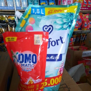 Nước Xả Vải Comfort Hương tươi mát Túi 1.8l(tặng tặng nước giặt omo cửa trên trị giá 25000đ