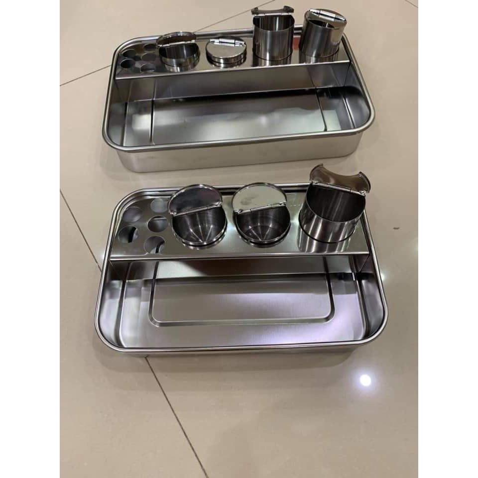 Khay inox 4 ống đựng dụng cụ spa