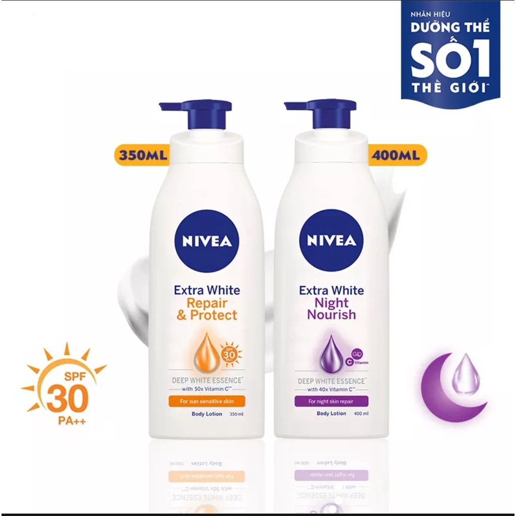Bộ đôi Sữa dưỡng thể trắng da Ngày & Đêm NIVEA