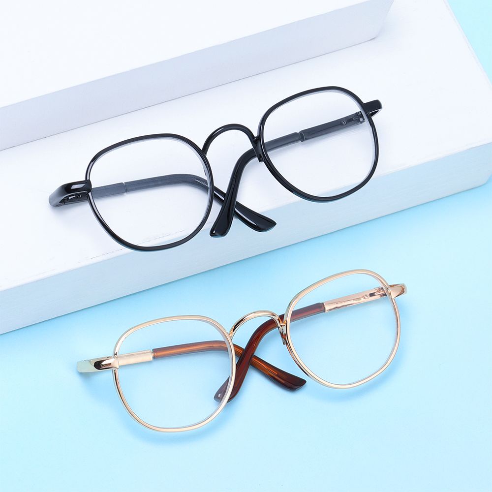 Mắt kính thời trang kim loại gọng tròn nhiều màu sắc tùy chọn dành cho búp bê