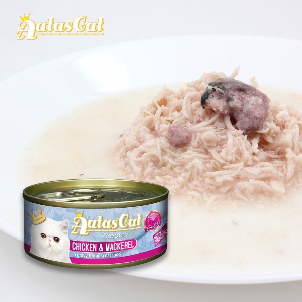 Pate/Súp Gà Sợi Lon Thịt thật giống CIAO Cho Mèo Aatas 80g