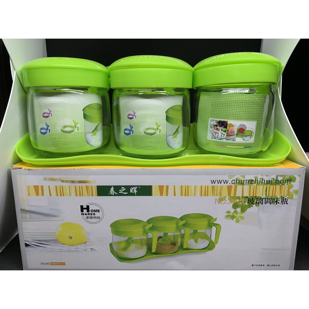 Bộ đựng gia vị nhựa bền đẹp tiện lợi- V002