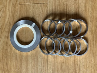 Kẽm 0,08*0,5, 0,12*7 và 0,15x7x8 và 0,2x7 0,3x8 mạ niken 5m, 10m hàn cell pin