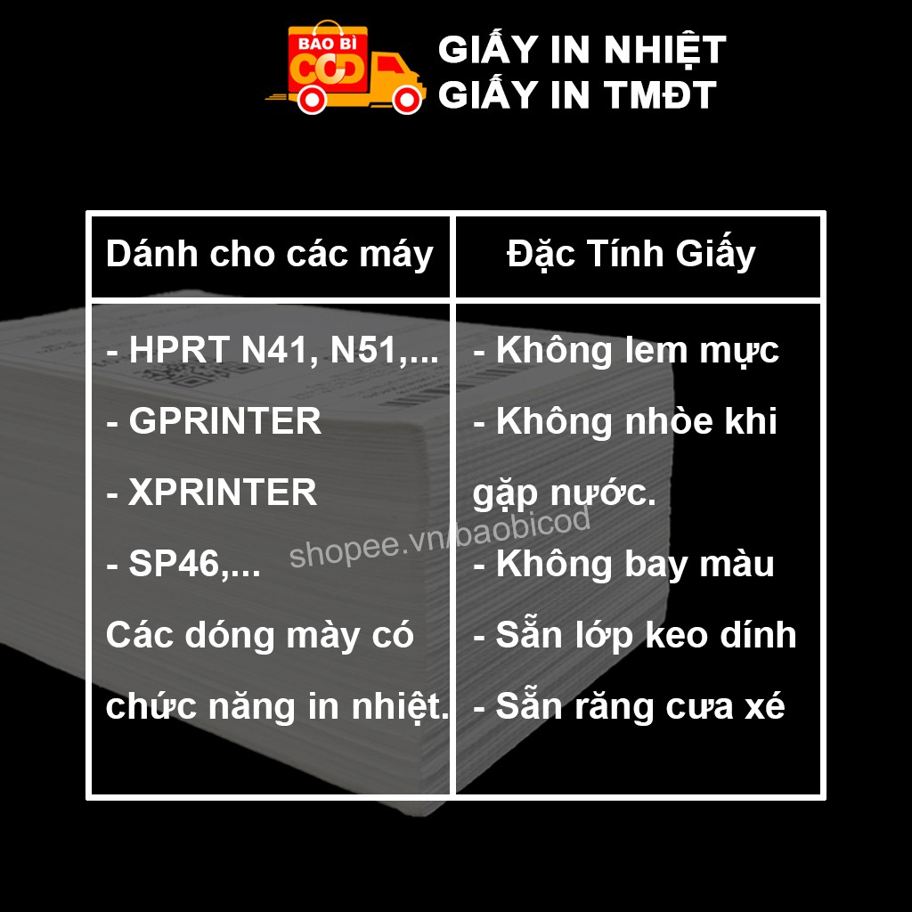 Giấy In Nhiệt Tự Dính Dạng Tập 500 Tờ 100x150 - CÓ SẴN LỚP DÁN - In Đơn Shopee TMĐT