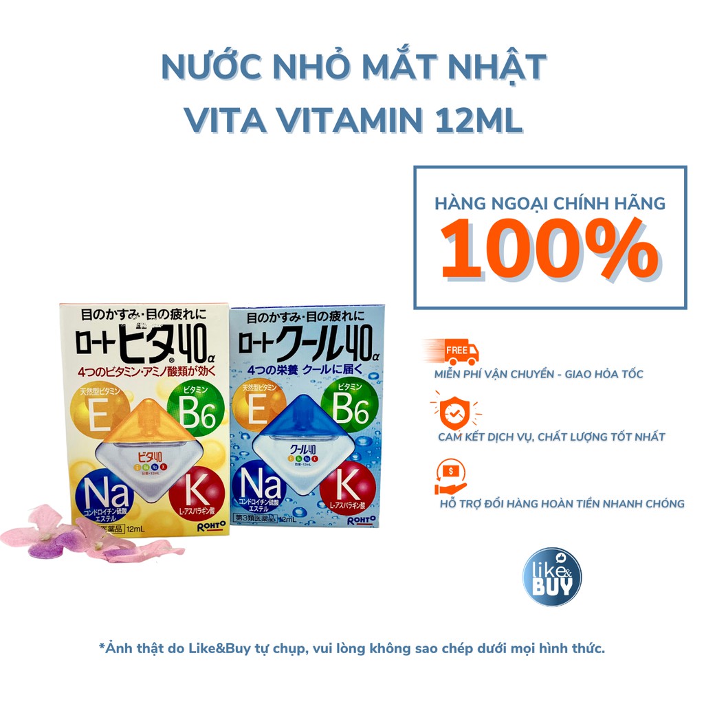 Nước nhỏ mắt Rohto Nhật Bản chứa các loại Vitamin dưỡng mắt khỏe mạnh 12ml - hàng ngoại Like&amp;Buy