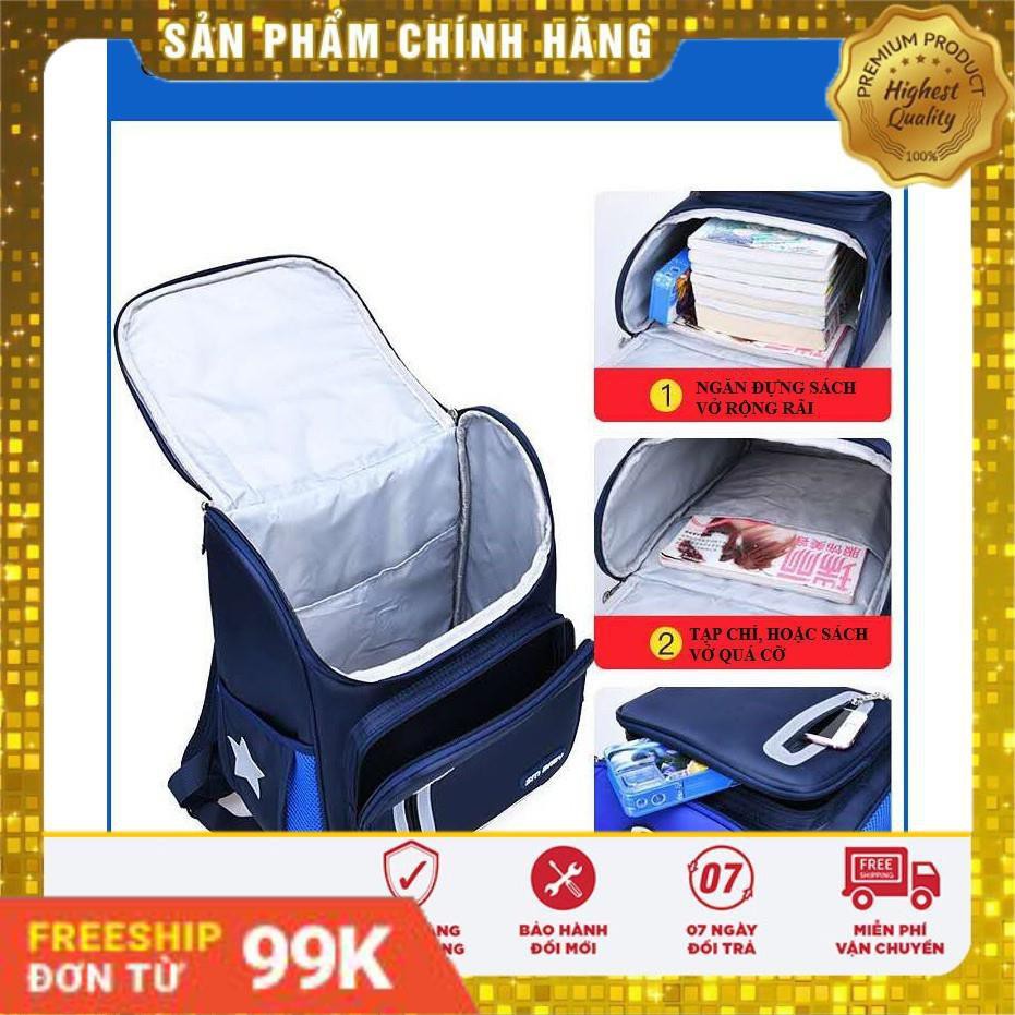 [Giảm Giá]  Cặp balo học sinh dáng hộp SM BABY siêu nhẹ ,phản quang ,chống mưa cho bé