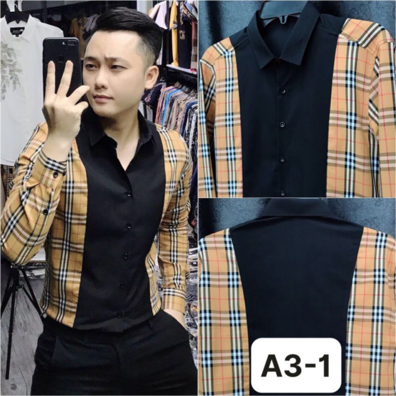 Sơ mi dài tay kẻ Burberry