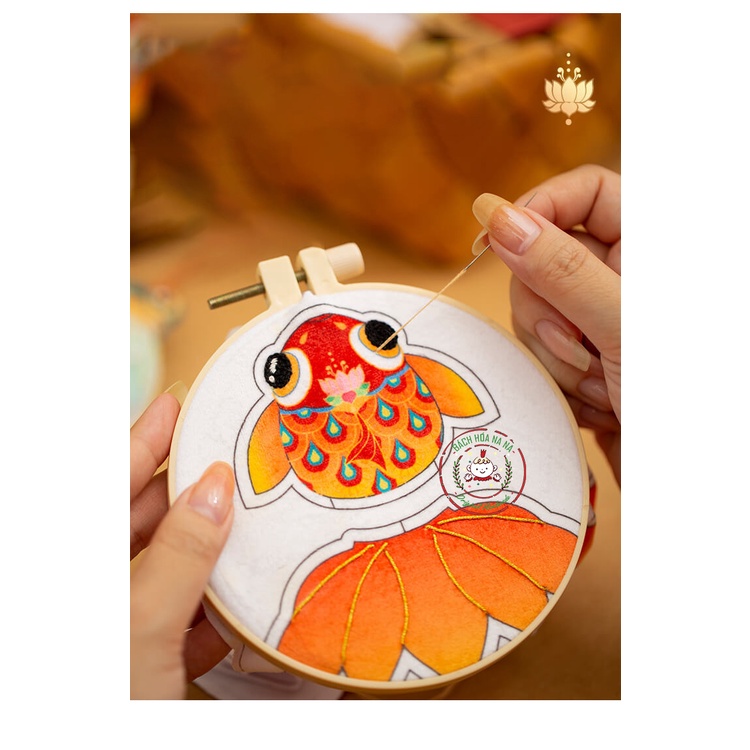 Bộ kit Gói Dụng Cụ Tự Thêu Tay Thủ Công đầy đủ Nguyên Liệu - Túi thơm DIY Handmade Cá và Ve - Bách hóa Na Na