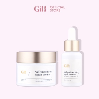 Bộ đôi Gilaa Saffron Tinh chất tươi dưỡng trắng 20ml và Kem dưỡng sạc nước 300g