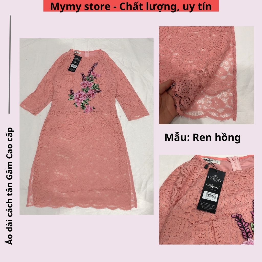 Áo dài cách tân nữ tết, áo dài gấm hoa cao cấp cổ tròn tay lỡ in họa tiết hoa cỏ mùa xuân siêu đẹp không kèm quần