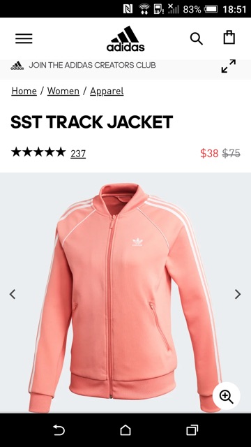 Pass áo khoác Adidas SST TRACK JACKET