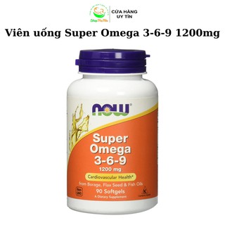 Viên uống dầu cá Super Omega 3-6-9 1200mg Now  phòng ngừa bệnh tim mạch, cung cấp dinh dưỡng cho não, mắt, da (90 viên).