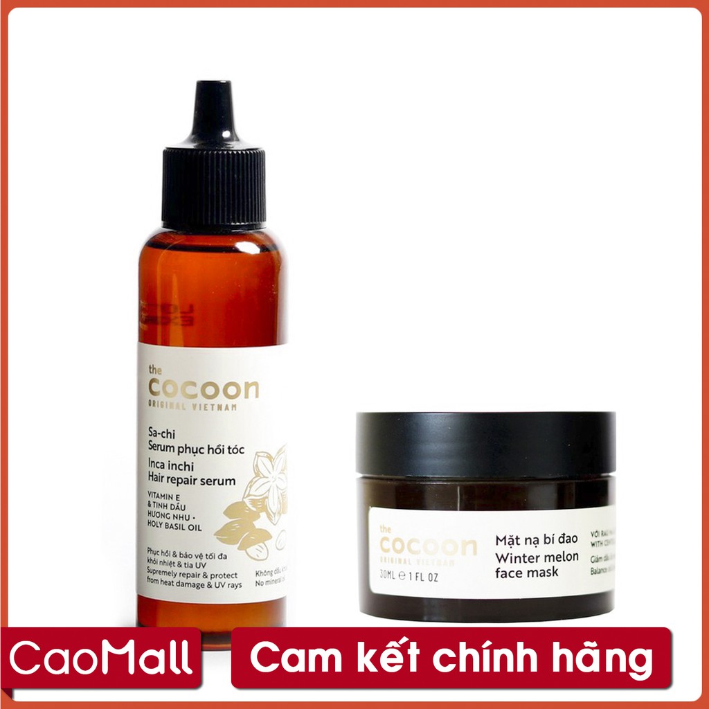 Combo Serum Tóc SA-CHI SACHI COCOON 70ml + Mặt nạ bí đao COCOON 30ml giúp giảm dầu - mụn ẩn, phục hồi tóc hư tổn nặng