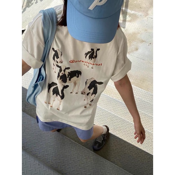 Áo thun Treminal unisex COWS phong cách Hàn Quốc màu trắng - A023