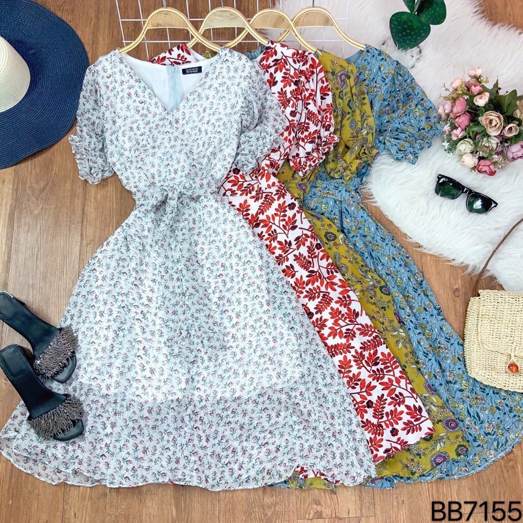 Đầm Maxi ngắn hoạ tiết hoa nhí, cổ V xịn xò, xinh ngất ngây | BigBuy360 - bigbuy360.vn