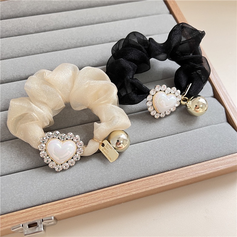 Dây Buộc Tóc Lưới Đính Đá Ngọc Trai Phong Cách Hàn Quốc