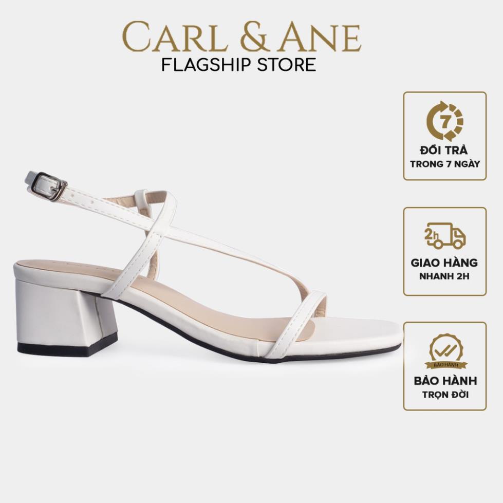Carl & Ane - Giày sandal cao gót phối dây quai mảnh cao 4cm màu trắng _ CS011 LaT
