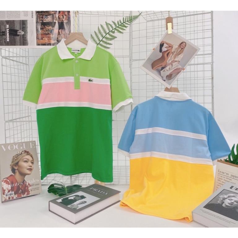 Áo Lacoste Color Combination polo cotton cá sấu xuất xịn, cổ bẻ phối màu mix đồ cute New - ! *