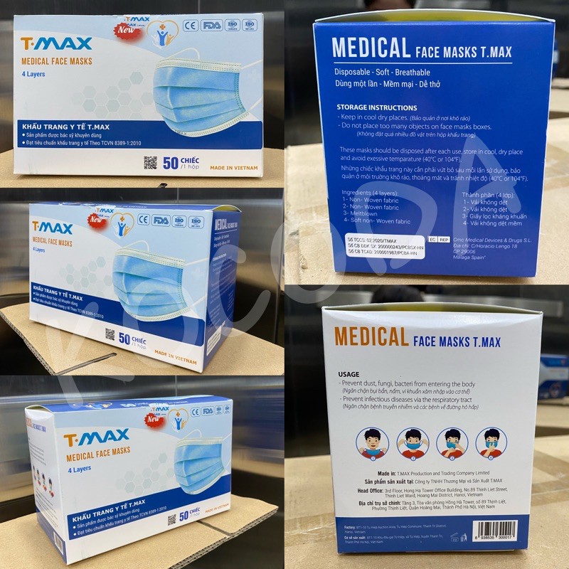 Khẩu Trang Y Tế 4 Lớp Giấy Kháng Khuẩn Cao Cấp Có LOGO Bo Viền Chống Bụi, Vi Khuẩn Hàng Công Ty TMAX Chống - Kocoda | BigBuy360 - bigbuy360.vn