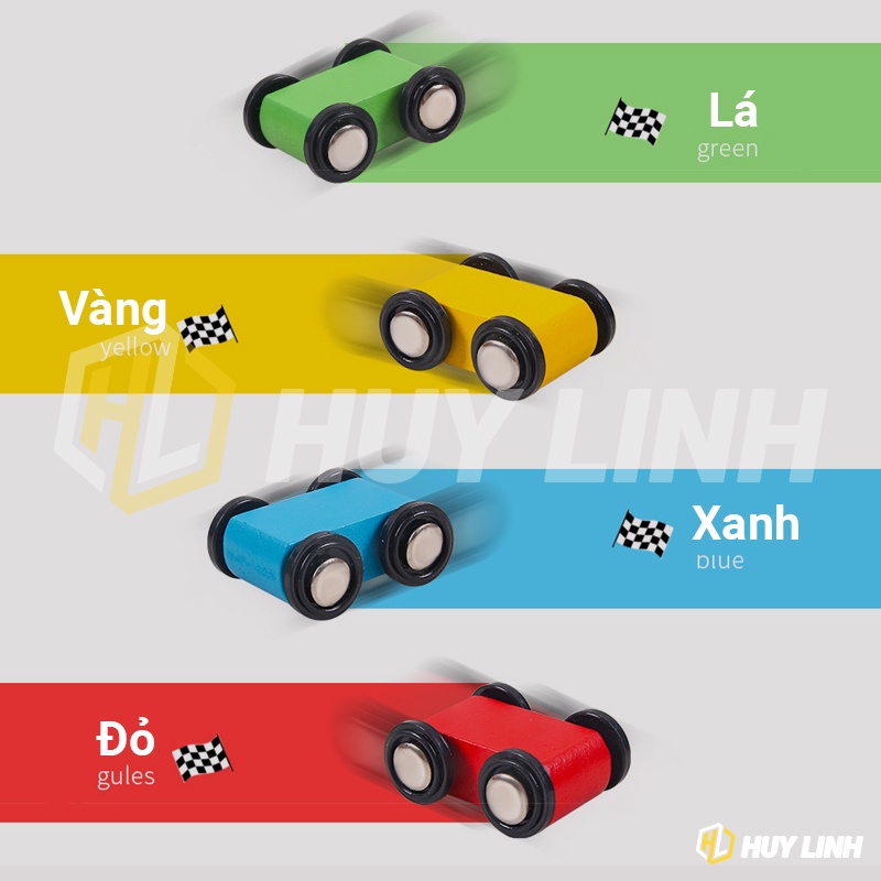 Bộ trò chơi Xe Cầu Trượt Tuột 4 Tầng Bằng Gỗ HL304 - Kèm 4 Xe Gỗ Mini