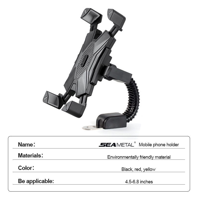 Giá đỡ điện thoại SEAMETAL gắn kính chiếu hậu xe máy/xe đạp chống nước tiện lợi