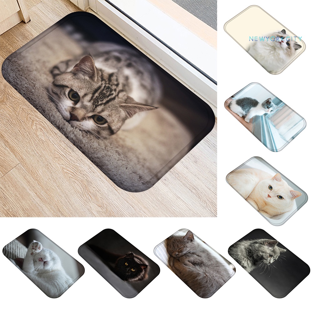 Thảm lót cửa chùi chân Chống Trượt In Hình Mèo 3D