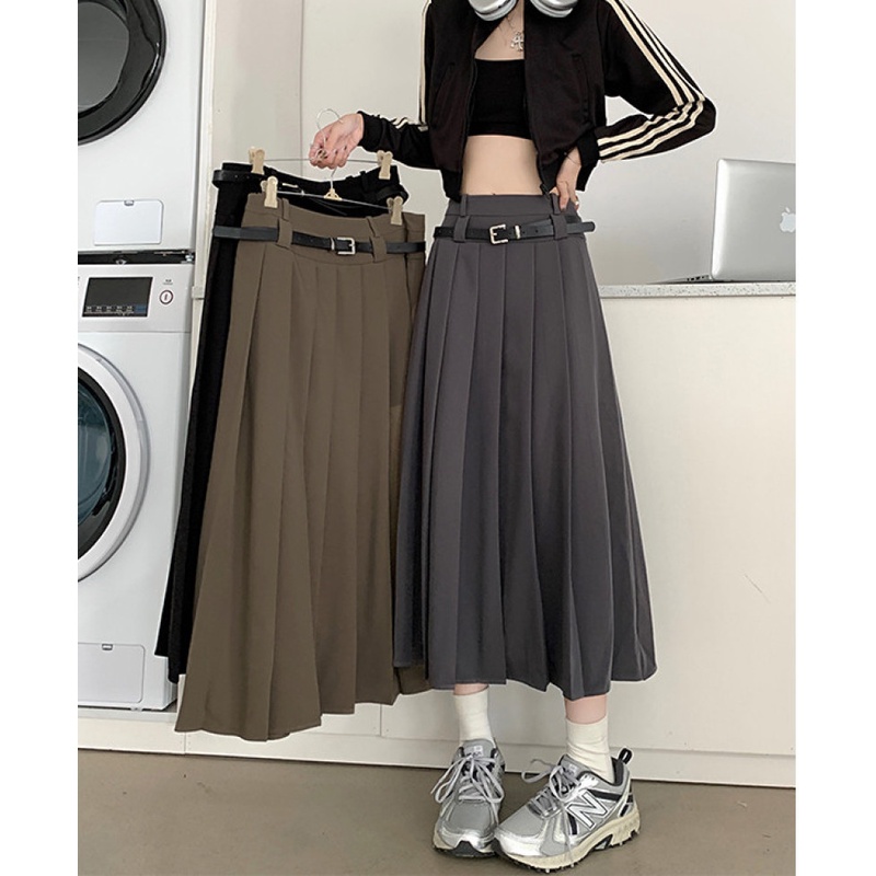 Chân Váy midi Lưng Cao Phong Cách Retro