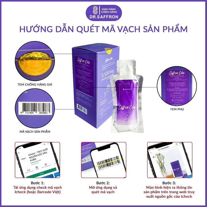 Collagen Saffron Colax hộp 7 túi 30ml - Collagen cô đặc thương hiệu Dr.Saffron