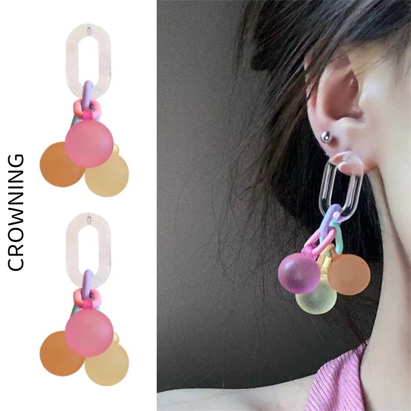 Khuyên Tai Hình Chai Soda Màu Sắc Tương Phản Bằng Acrylic G009 Cho Nữ