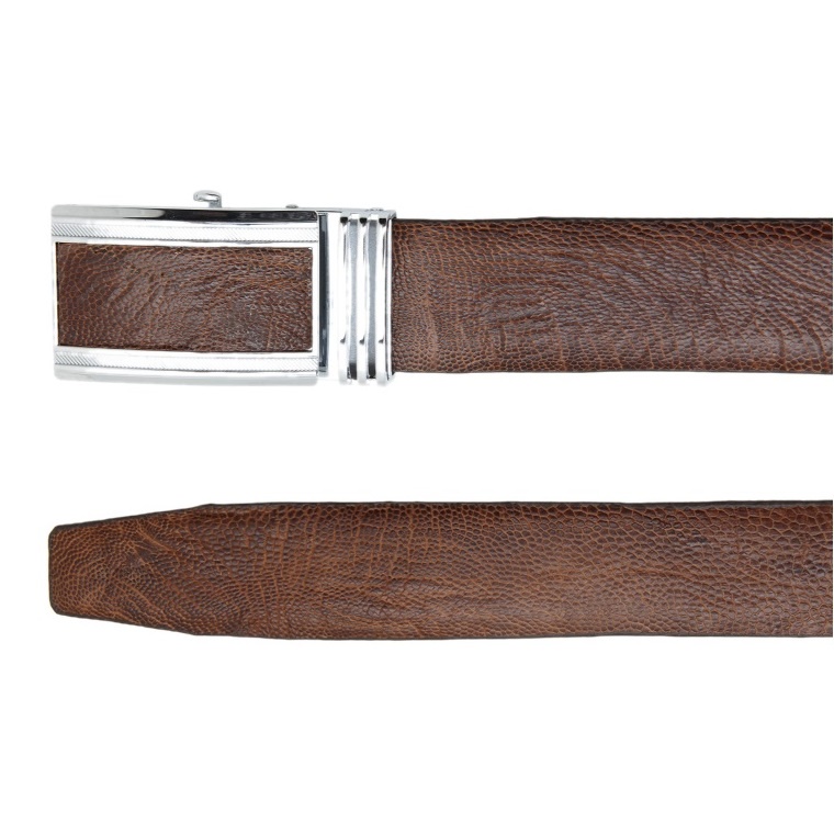 Thắt lưng nam da đà điểu Huy Hoàng 4P trơn màu nâu đỏ HP4428