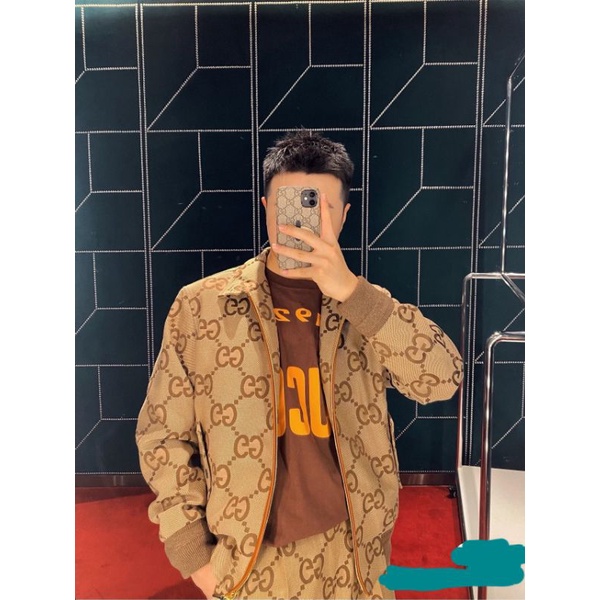 Áo khoác vải cổ đứng Gucci 2021 super Double G