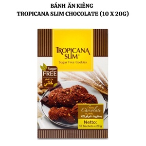 [ HCM Giao Hỏa Tốc] Bánh quy ĂN KIÊNG KHÔNG ĐƯỜNG Tropicana Slim Chocolate 200g (10 x 20g).