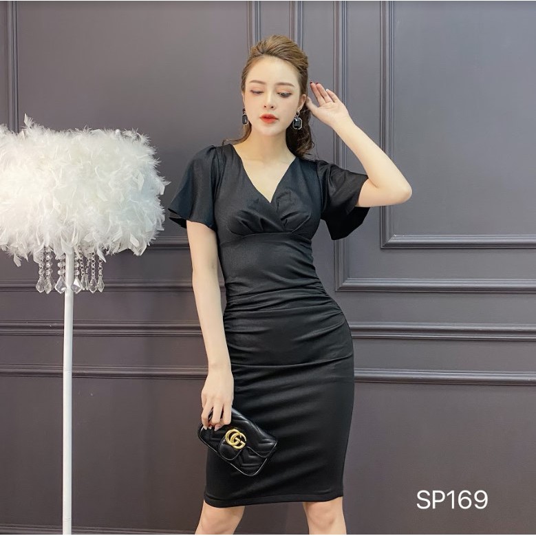 [ Mã WASTRUN4 giảm 10% tối đa 30K đơn 99K] CHIDU Váy body nhũ gân dự tiệc sang trọng thanh lịch SP169