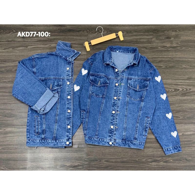 Áo khoác jeans in tim bigsize