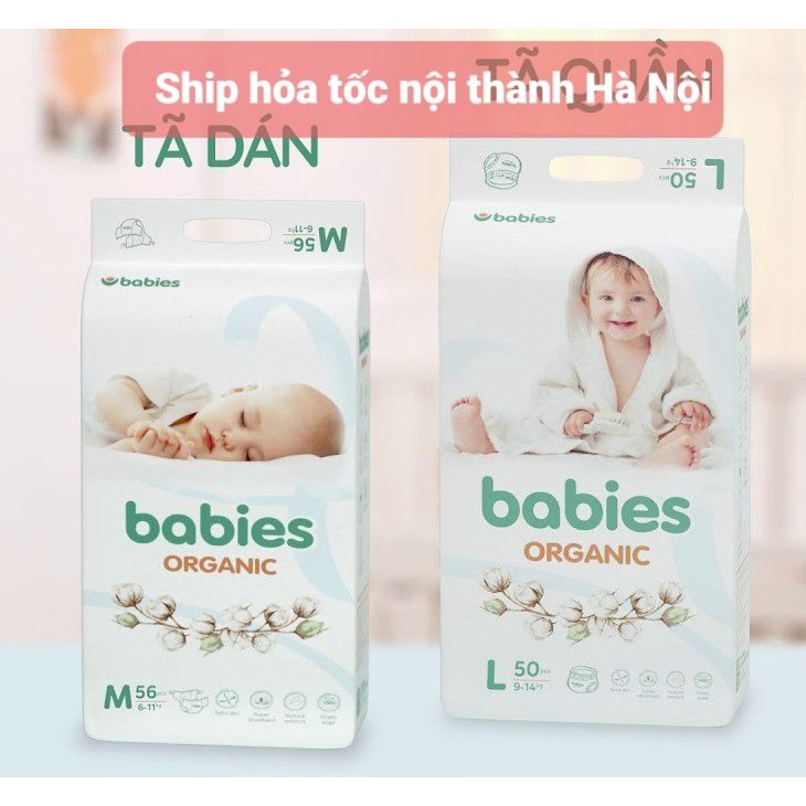 [Mua 2b tặng quà]Tã/Bỉm dán/quần Babies Organic size NB76/S66/M56/M54/L46/L50/XL46/XXL40