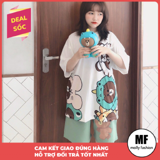 Set bộ cartoon hoạt hình Gấu Bunny form rộng Unisex Molly Fashion