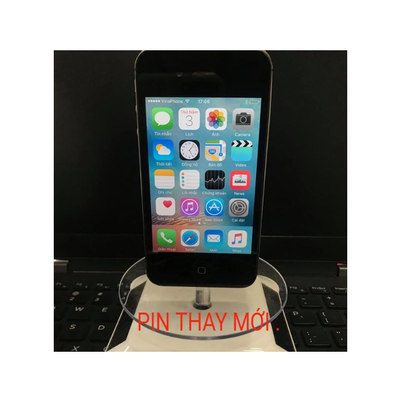 Điện thoại cũ i-phone 4 BH 3 tháng quốc tế ( dán sẵn cường lực và tặng cáp sạc )