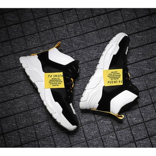 Giày sneaker cổ cao GN480 đen đế trắng Gấu Nâu