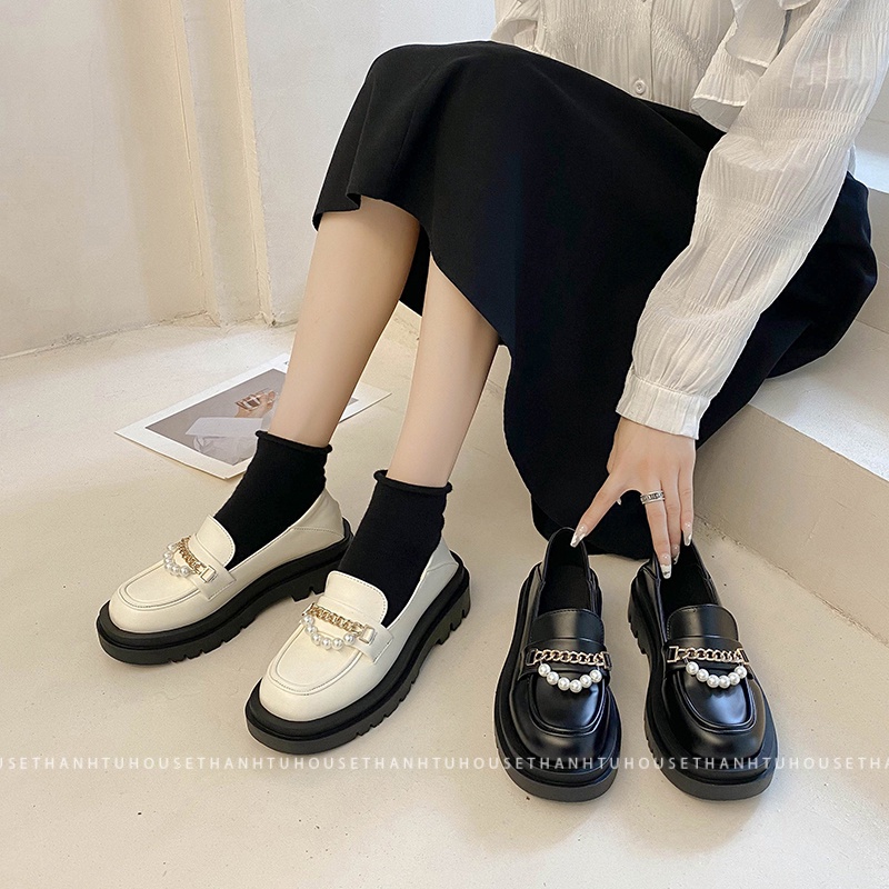 Giày Oxford Ulzzang Nữ Mũi Tròn Vintage Phong Cách Nữ Sinh Hàn Quốc - GD008