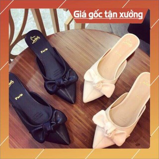 Giày sục nữ nơ da mềm siêu êm chân