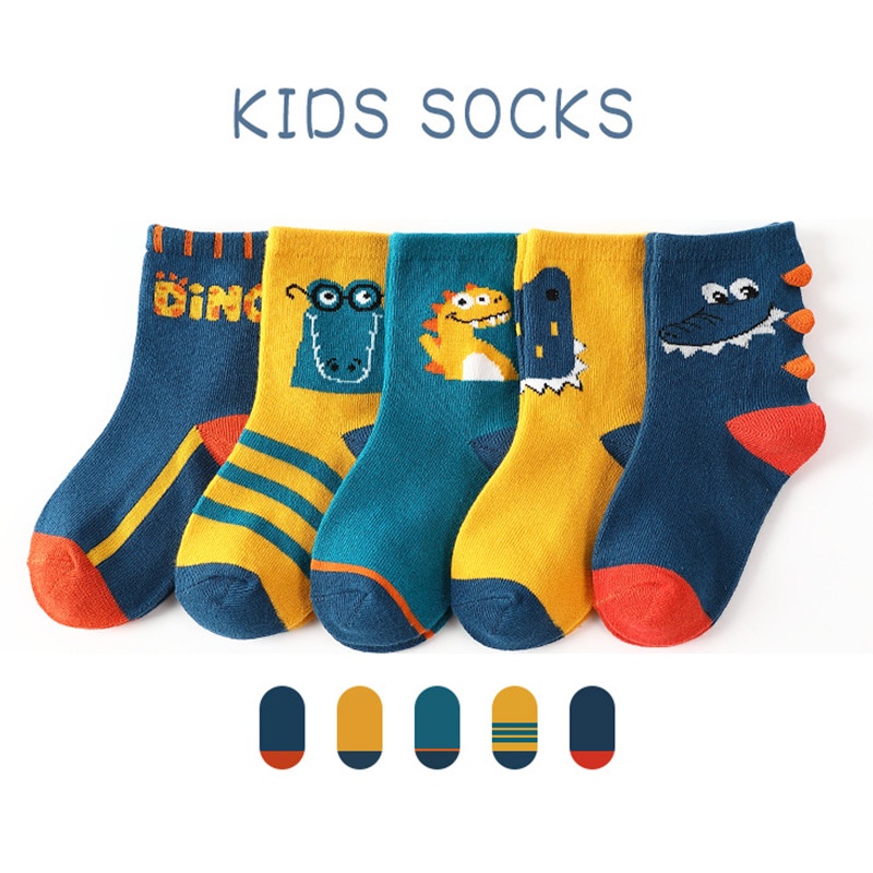Set 5 Đôi Tất Cotton Hoạ Tiết Hoạt Hình Cho Bé Từ 1-12 Tuổi
