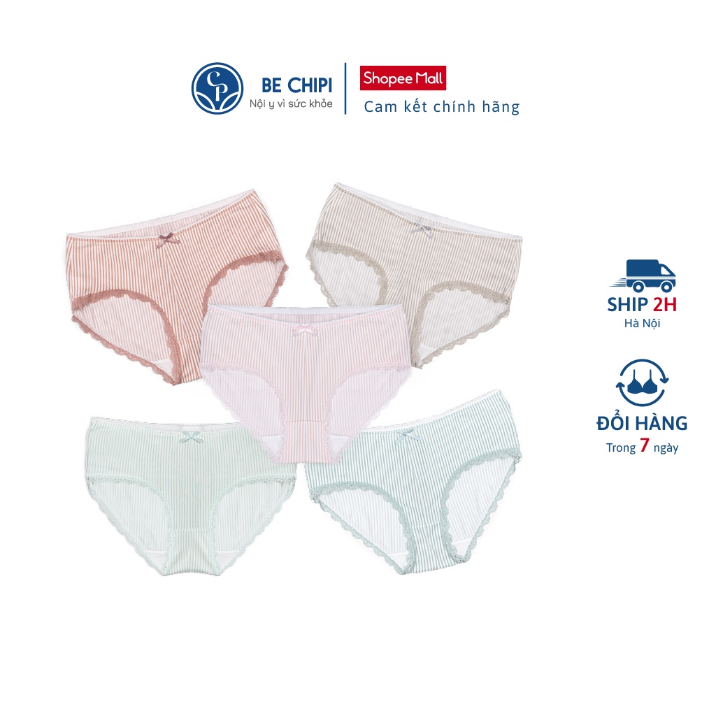 Combo 5 Quần Lót Nữ Cotton Cạp Chun Mềm Mại Co Giãn Không Hằn Da Họa Tiết Kẻ By Bechipi - QL2217 | BigBuy360 - bigbuy360.vn