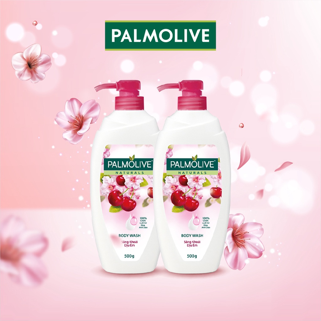 Sữa tắm Palmolive sảng khoái dịu êm 100% chiết xuất từ hoa anh đào 500g và Dầu gội có dầu xả Palmolive sữa dừa 180ml